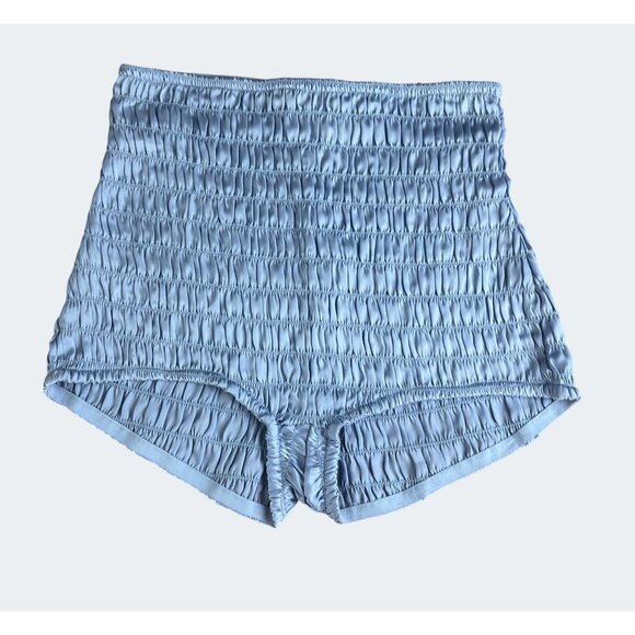 Free People Intimately Ruched Shorties High-Waisted In Light Blue Size Small - Picture 7 of 9